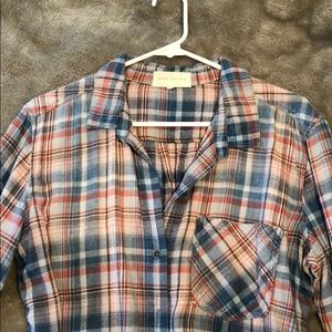 Side Stitch plaid long sleeve shirt. Size large